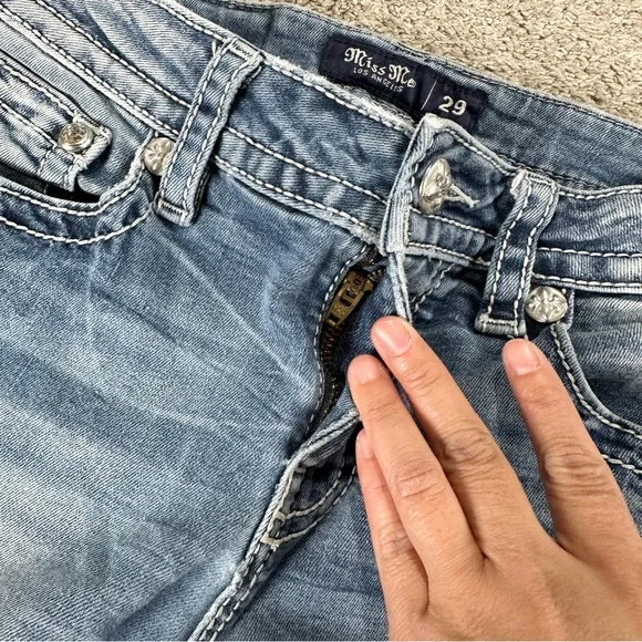 Miss Me Women’s Hailey Skinny Jeans Low Rise Embellished in Medium Wash 29 - Picture 8 of 16